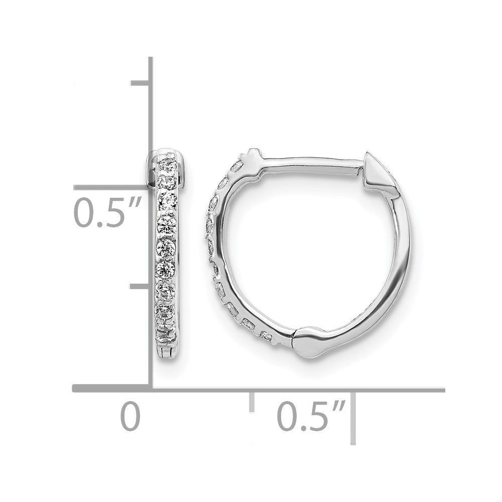 14k White Gold 1/5 Ct. Lab Grown Diamond VS/SI+ G+ Hinged Hoop Earrings