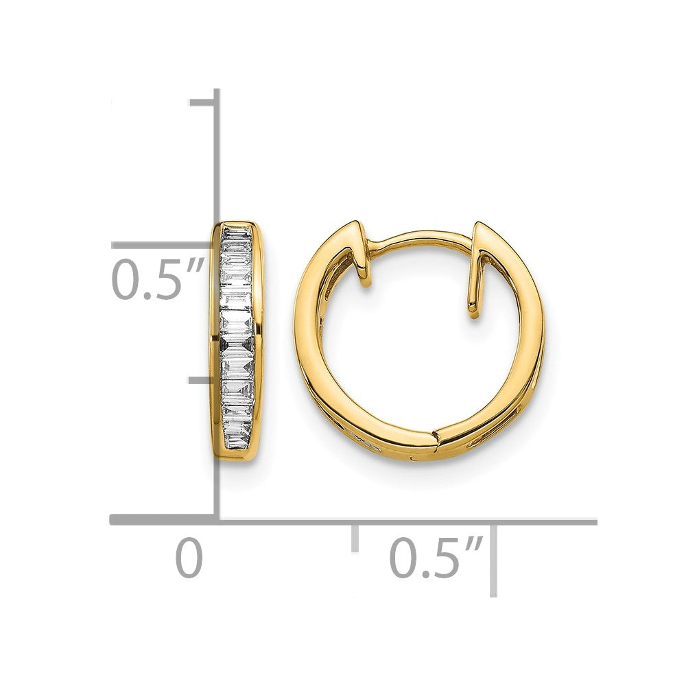 10K Yellow Gold Baguette Diamond Hinged Hoop Earrings