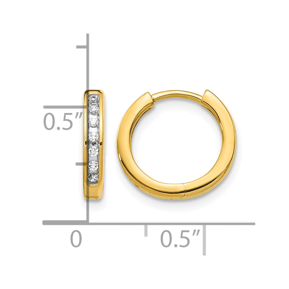 10K Yellow Gold Diamond Hinged Hoop Earrings