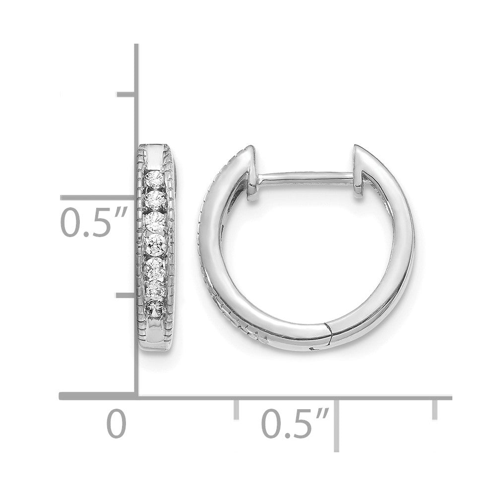 10K White Gold Diamond Hinged Hoop Earrings