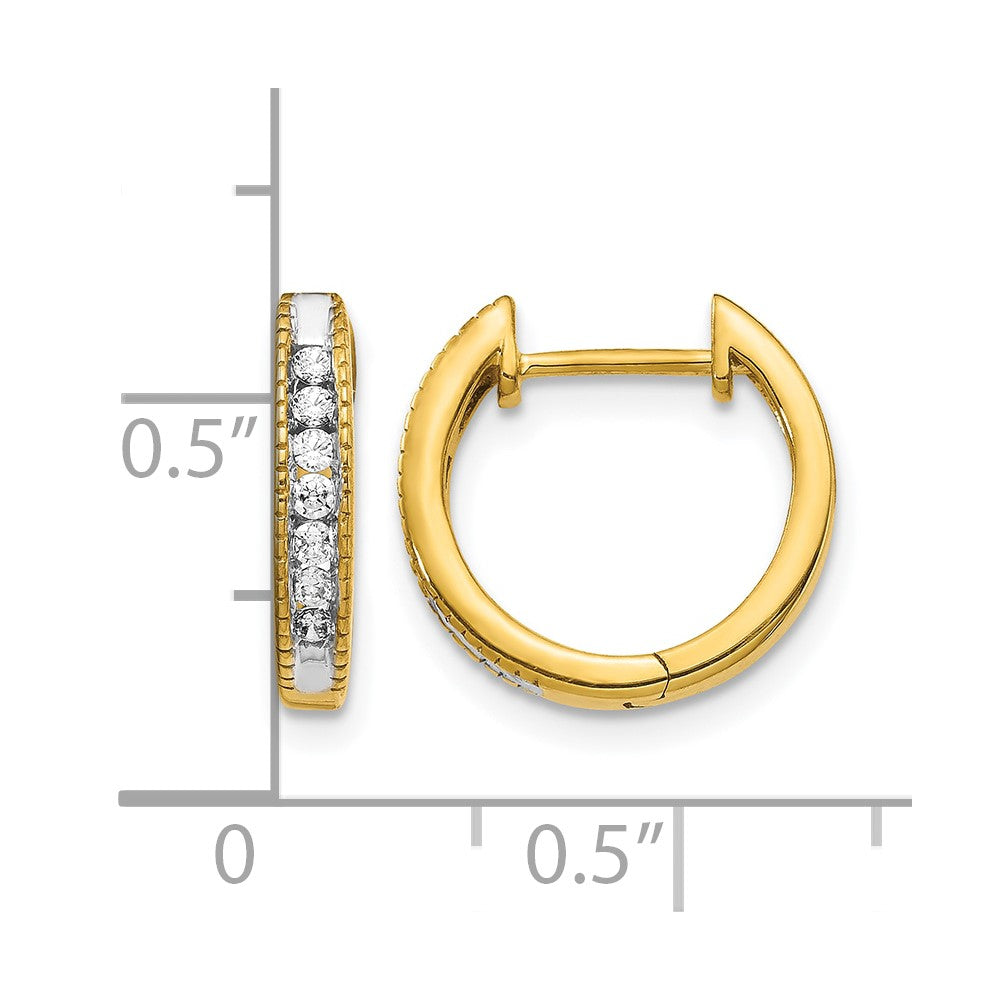 10K Yellow Gold Diamond Hinged Hoop Earrings