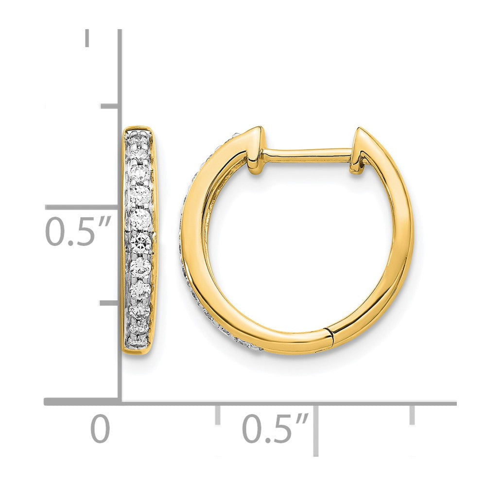 10K Yellow Gold Diamond Complete Hinged Hoop Earrings