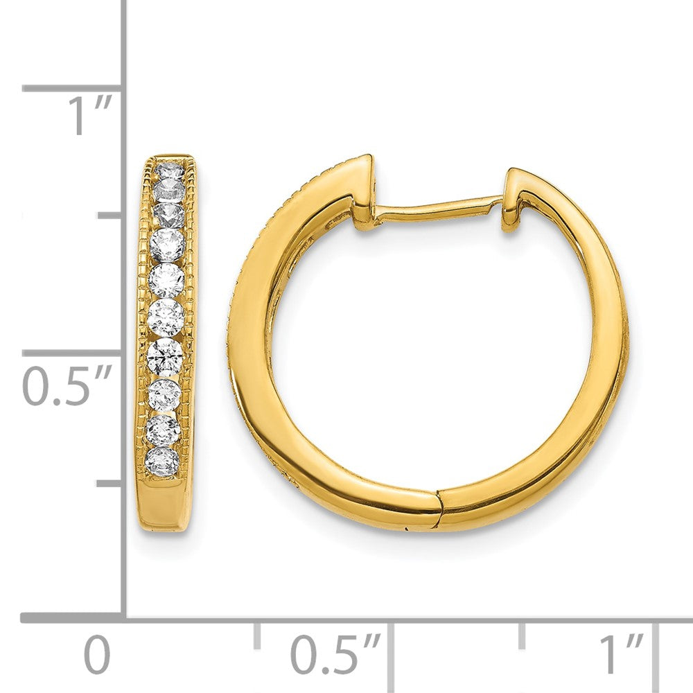 14k Yellow Gold 1/2 Ct. Lab Grown Diamond VS/SI+ G+ Hinged Hoop Earrings