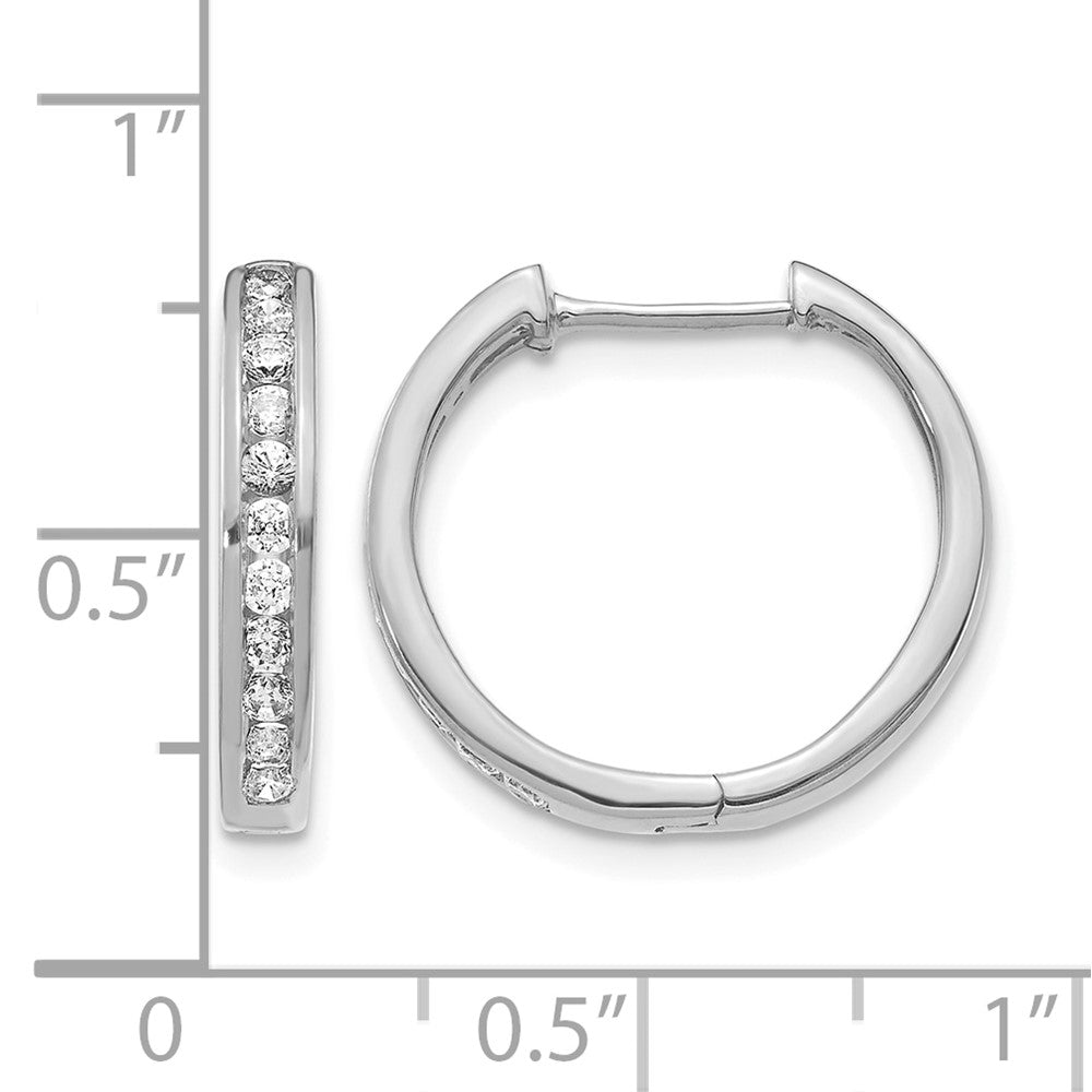 10K White Gold Diamond Hinged Hoop Earrings