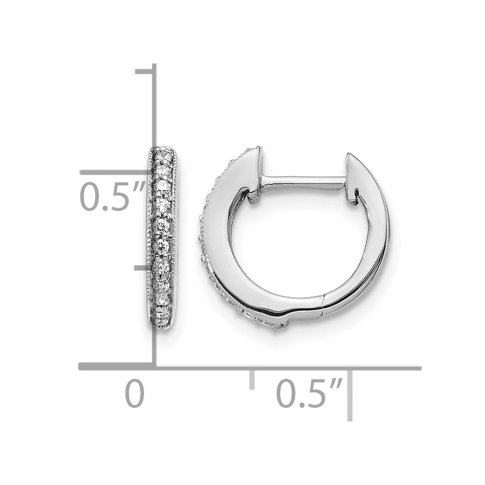 10K White Gold Diamond Hinged Hoop Earrings