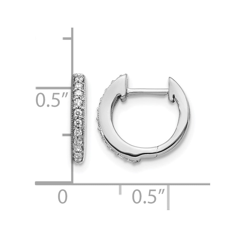 14k White Gold 1/8 Ct. Lab Grown Diamond VS/SI+ G+ Hinged Hoop Earrings