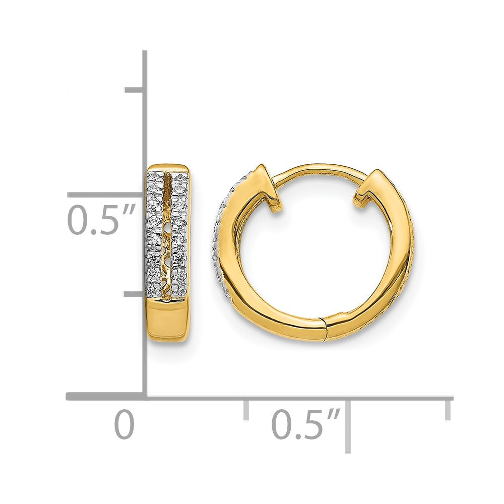 10K Yellow Gold Diamond Hinged Round Hoop Earrings