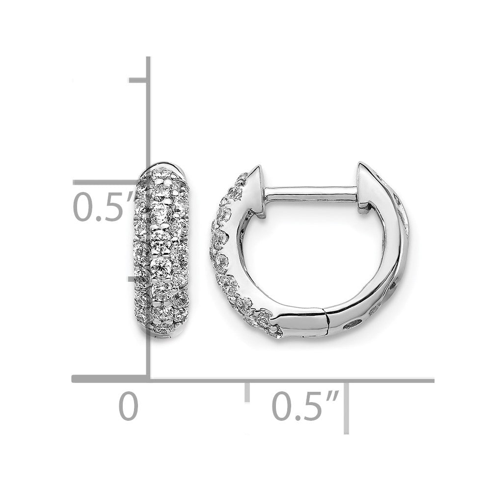 10K White Gold Diamond Hinged Hoop Earrings
