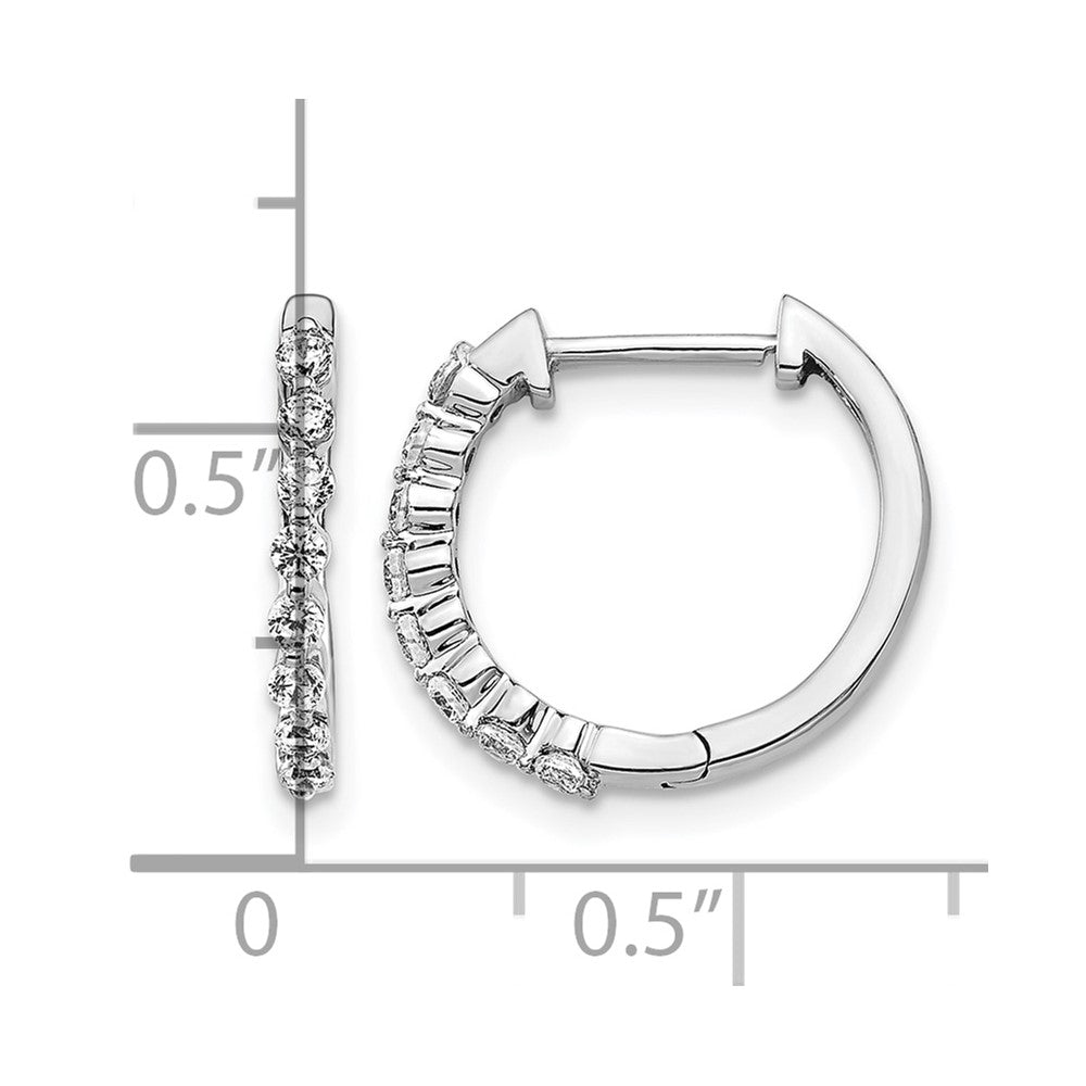 10K White Gold Diamond Hinged Hoop Earrings