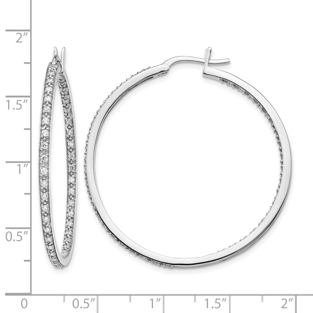 14k White Gold 7/8 Ct. Lab Grown Diamond VS/SI+ G+ In and Out Hoop Earrings
