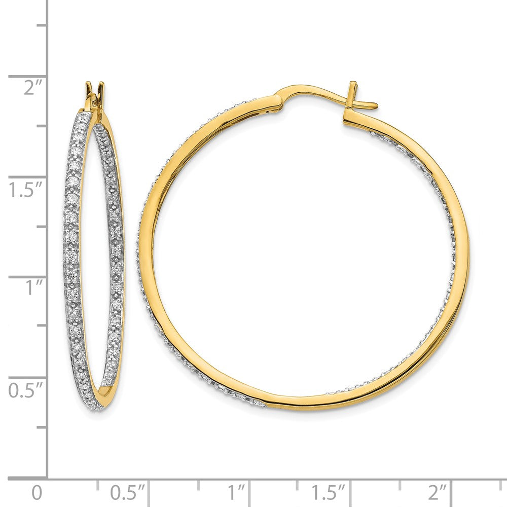 14k Yellow Gold 7/8 Ct. Lab Grown Diamond VS/SI+ G+ In and Out Hoop Earrings