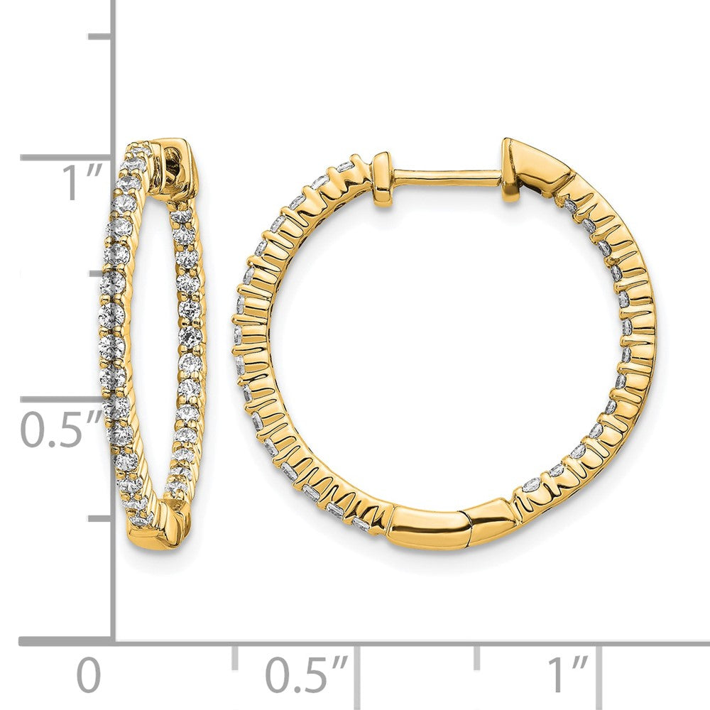 14k Yellow Gold 5/8 Ct. Lab Grown Diamond VS/SI+ G+ In and Out Hoop Earrings