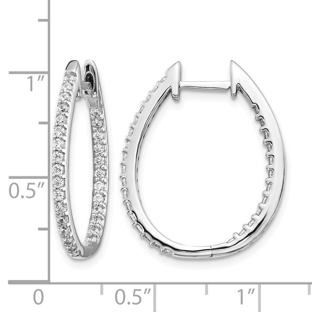 14k White Gold 3/4 Ct. Lab Grown Diamond VS/SI+ G+ In and Out Hinged Hoop Earrings