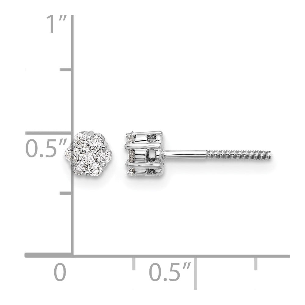 10K White Gold Diamond Cluster Post Earrings