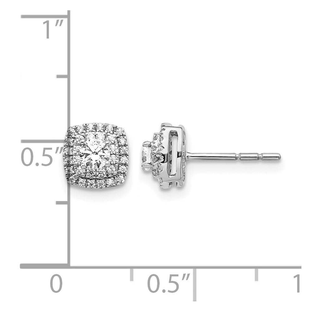 10K White Gold Diamond Halo Post Earrings
