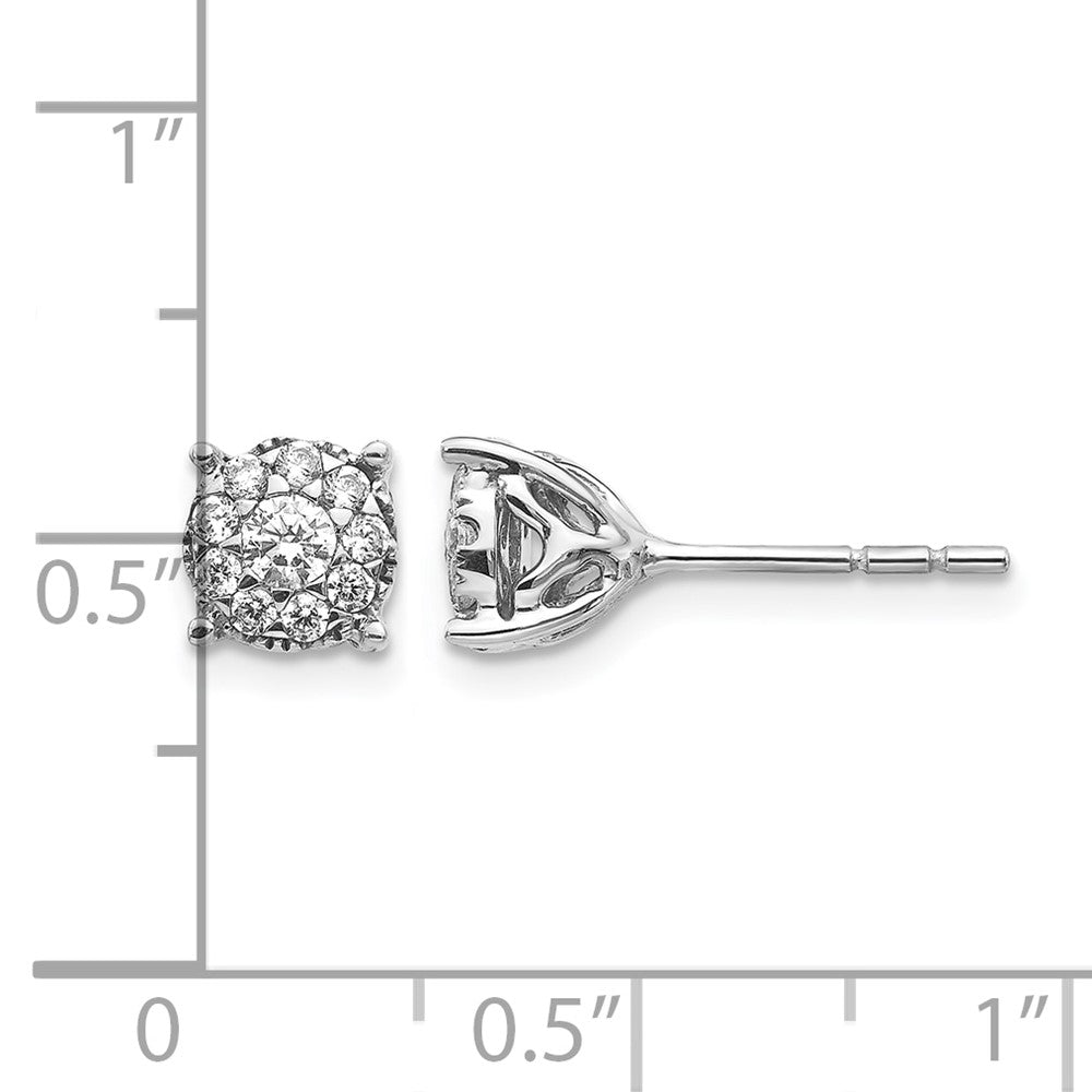 14K White Gold 1 Carat Lab Grown Diamond Vs/Si+ G+ Halo Post Earrings