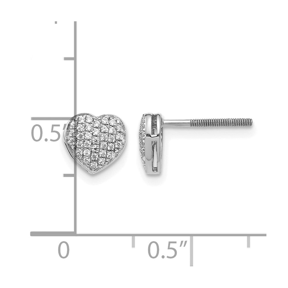 14K White Gold Lab Grown VS/SI+ G+ Diamond Heart Screwback Post Earrings