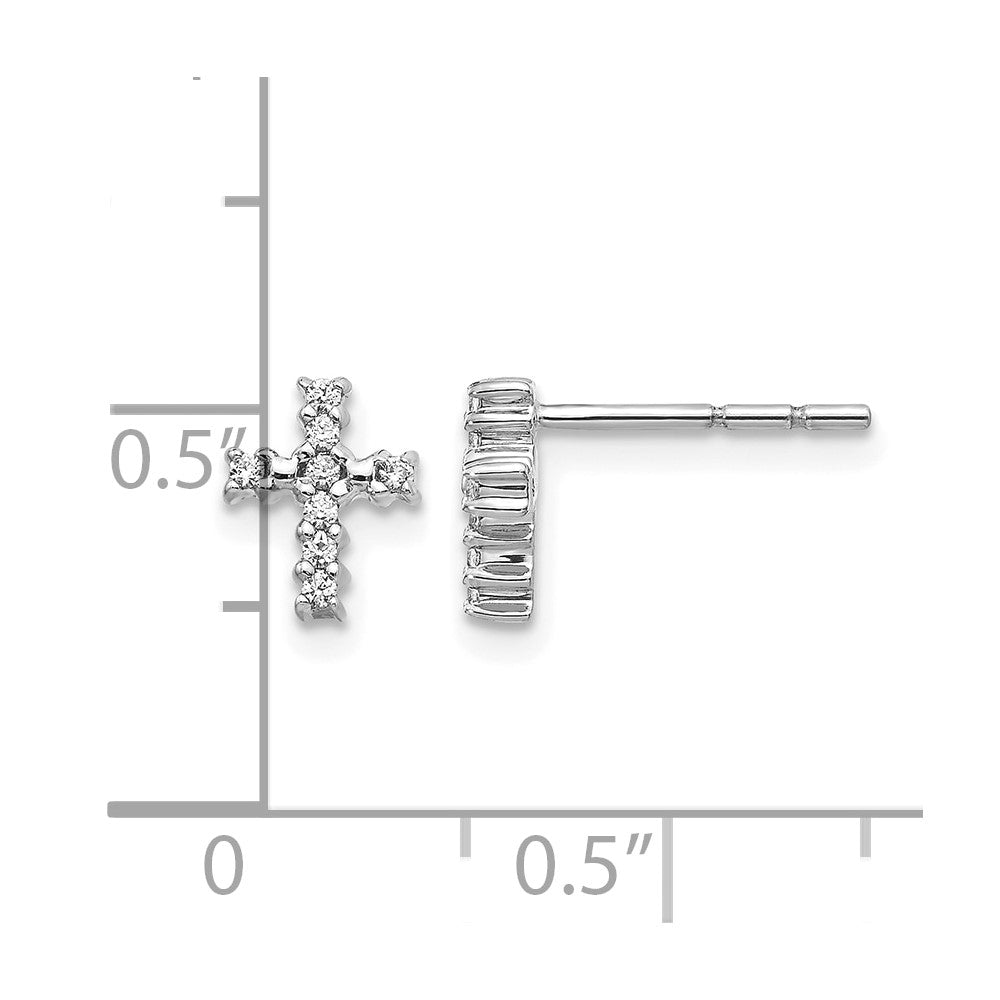 14k White Gold 1/10 Ct. Lab Grown Diamond VS/SI+ G+ Cross Post Earrings