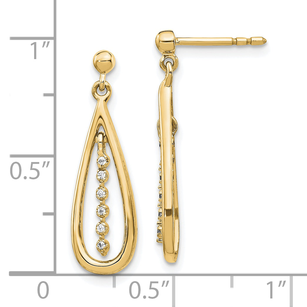 10K Yellow Gold Diamond Teardrop Post Earrings
