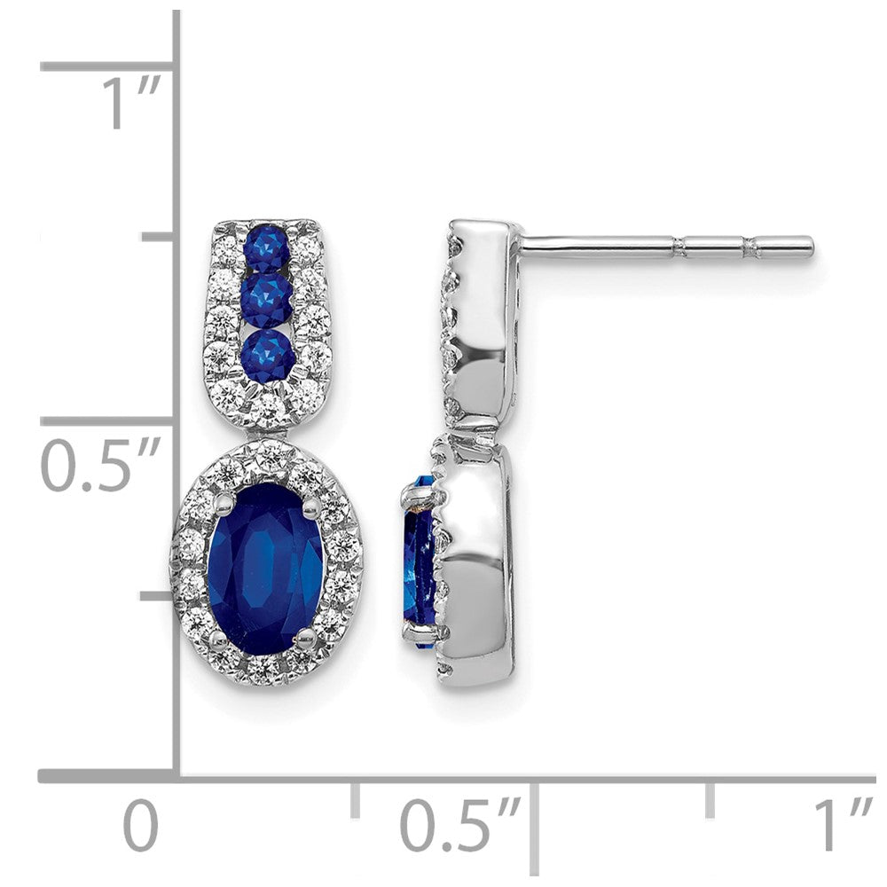 14K White Gold Lab Grown VS/SI+ G+ Diamond and Created Sapphire Post Earrings