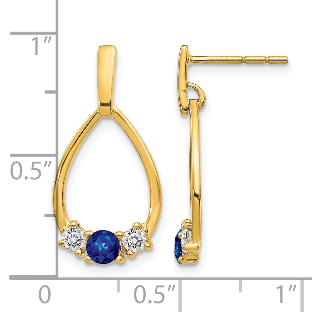 10k Yellow Gold 1/3 Ct. Lab Grown Diamond VS/SI+ G+ and Created Sapphire Complete Dangle Teardrop Earrings