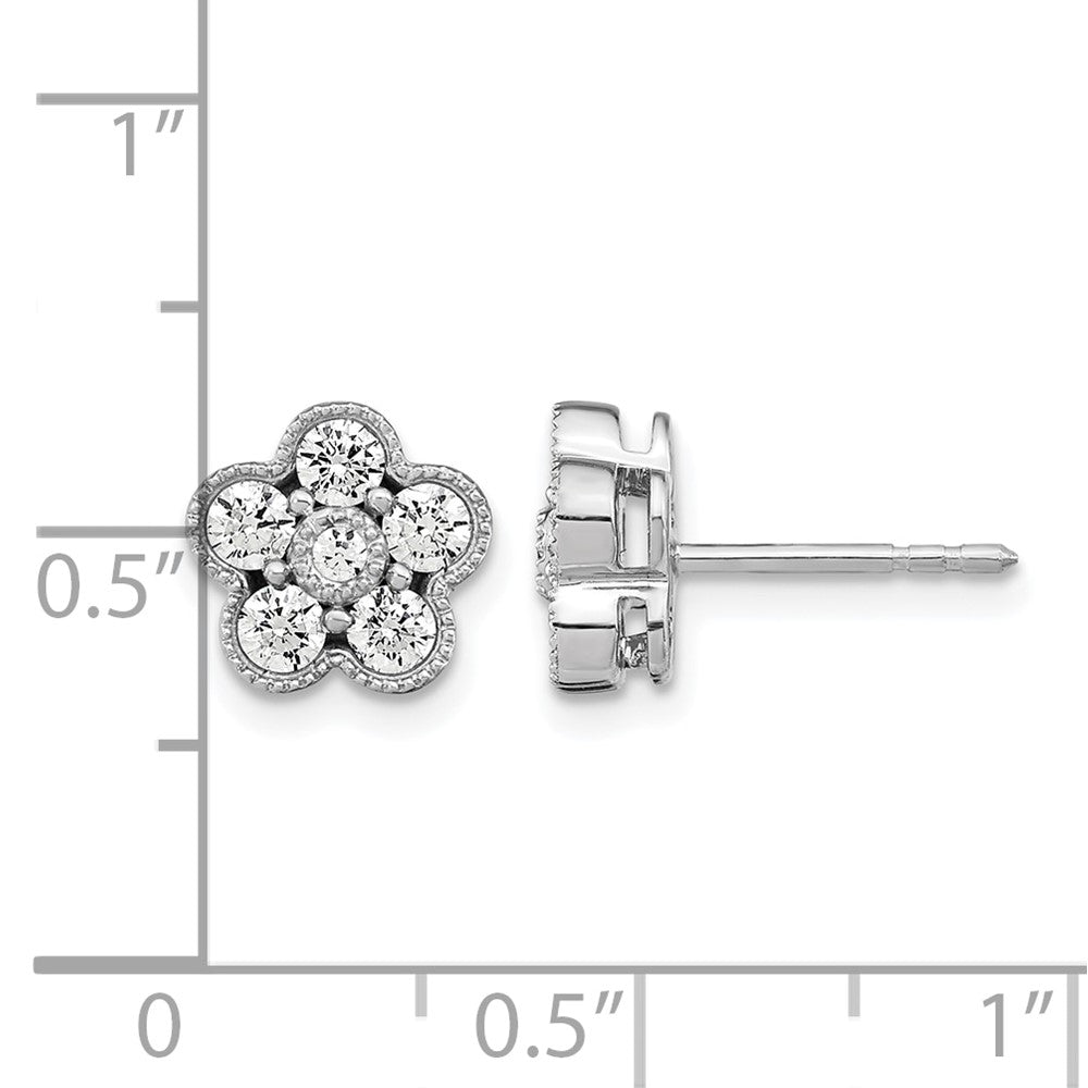 14K White Gold True Origin 3/4 Carat Lab Grown Diamond Vs Def Floral Post Earrings