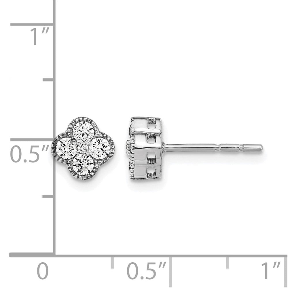 14K White Gold True Origin 1/2 Carat Lab Grown Diamond Vs Def Bloom Floral Post Earrings