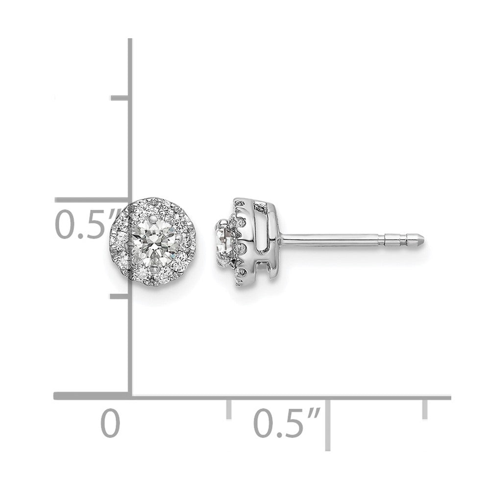 14k White Gold 1/2 Ct. Lab Grown Diamond VS/SI+ G+ Round Halo Post Earrings