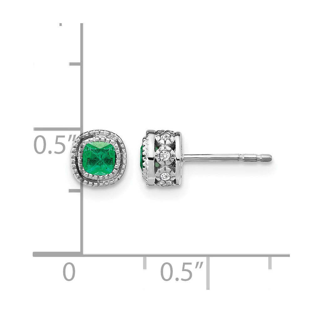 10K White Gold Emerald And Diamond Earrings