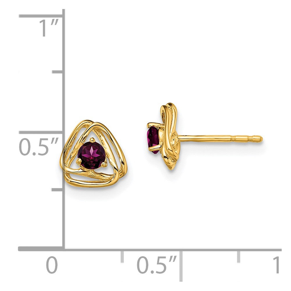 14K Yellow Gold Rhodolite Garnet Post Earrings