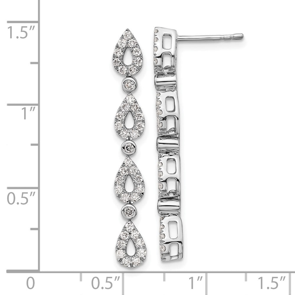 14k White Gold 3/4 Ct. Lab Grown Diamond VS/SI+ G+ Dangle Teardrop Post Earrings