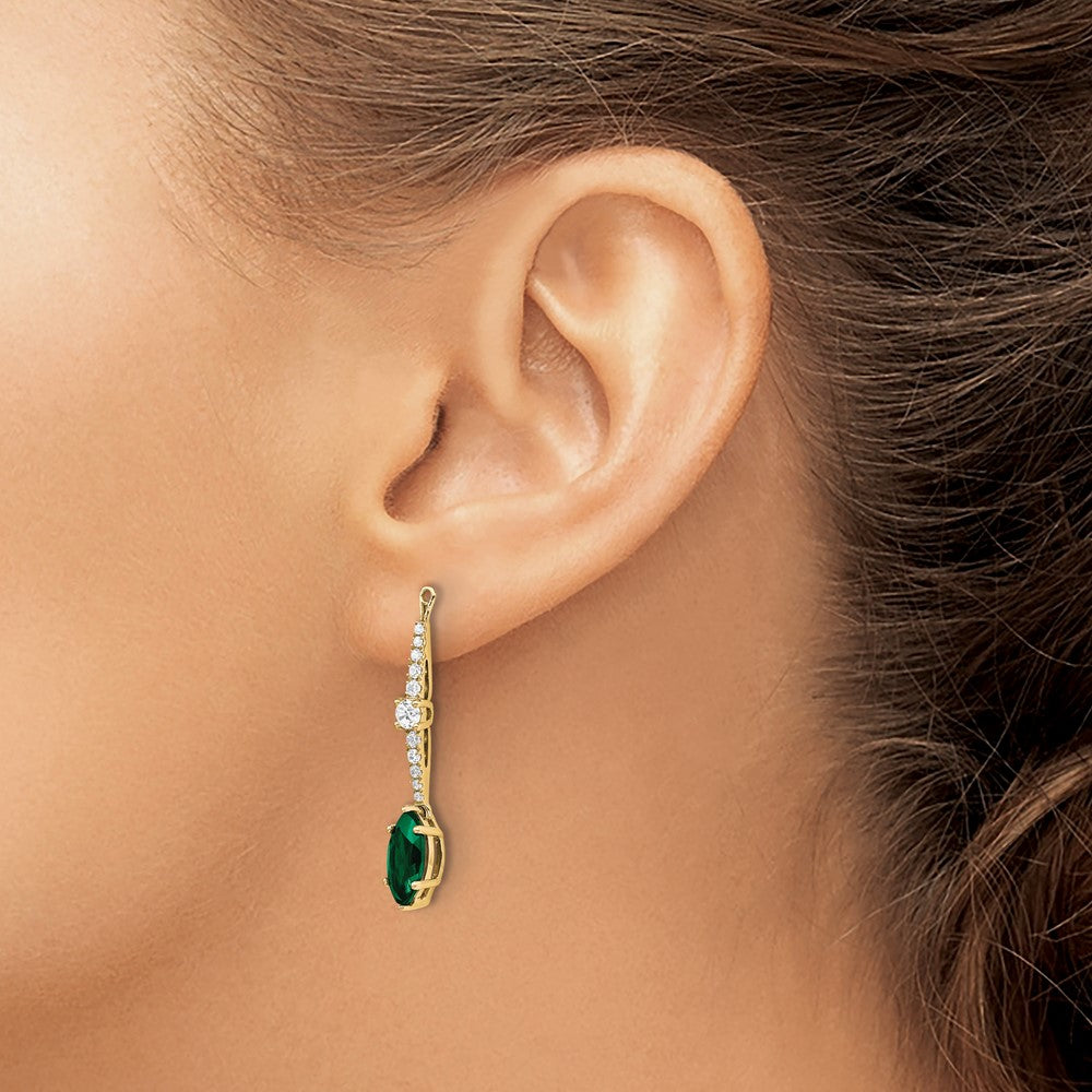 14k Yellow Gold Lab Grown VS/SI FGH Diamond & Created Emerald Earring Jackets