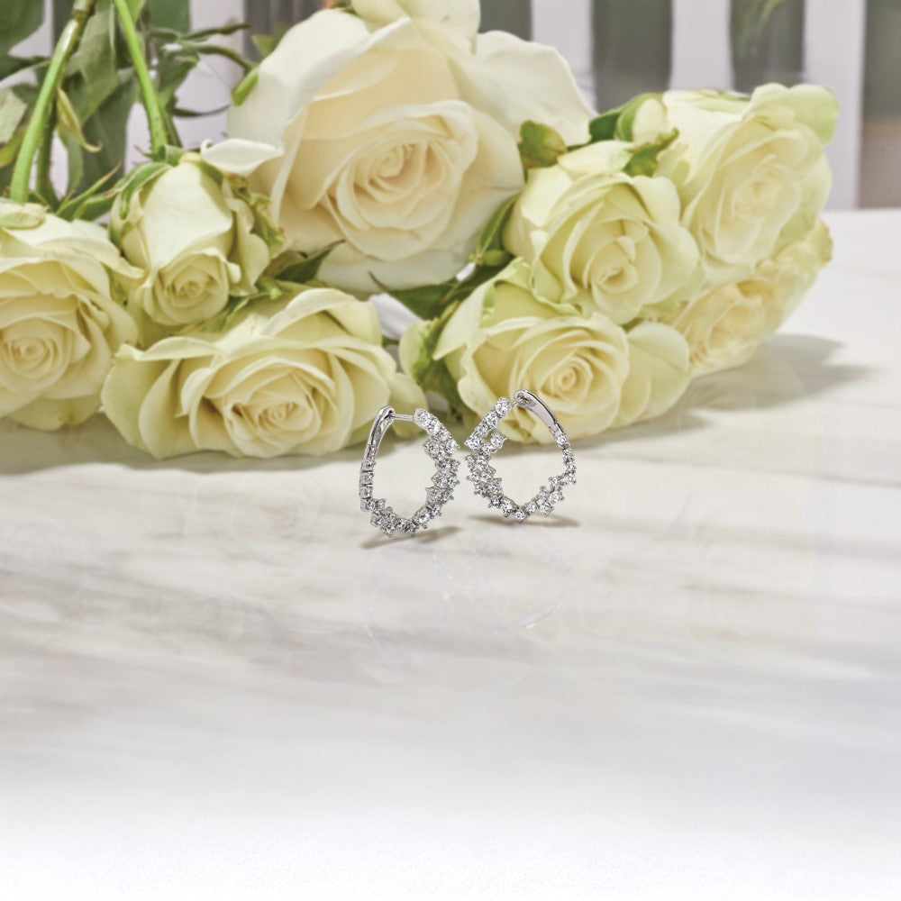 14K White Gold True Origin 2 Carat Lab Grown Diamond Vs Def Fancy Hoop Earrings