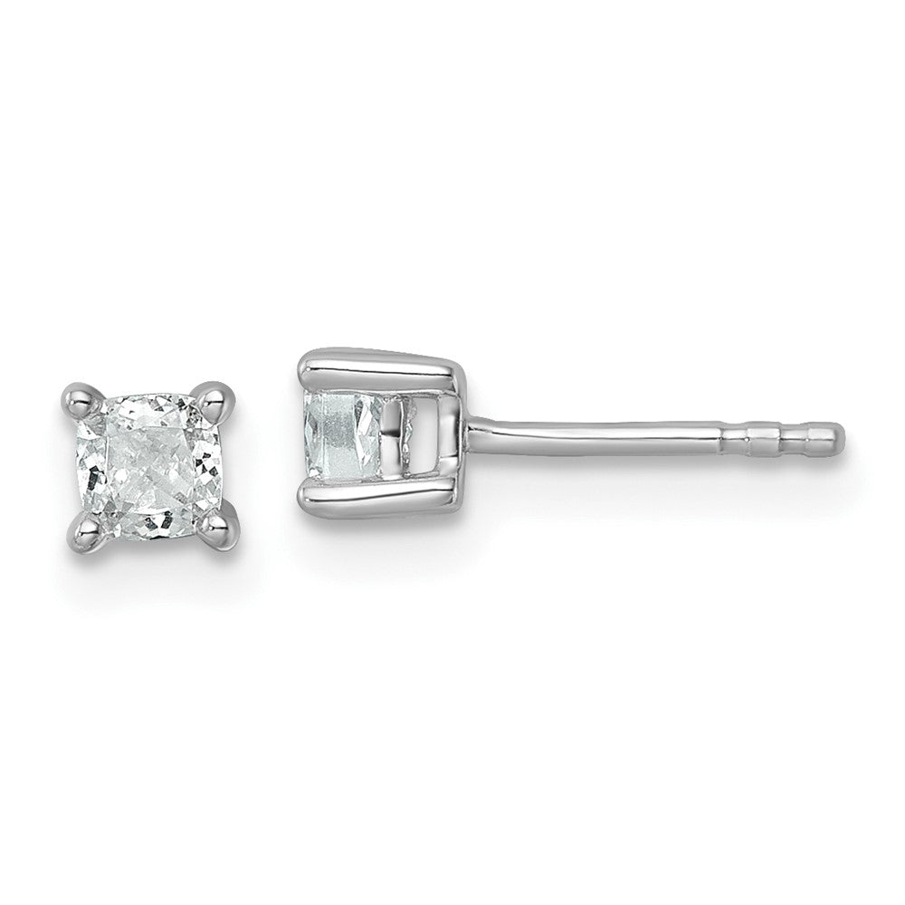14K White Gold 1/2 Ctw Certified Lab Grown Diamond Vs+ F+ Cushion 4 Prong Heavy Wt. Stud Earrings