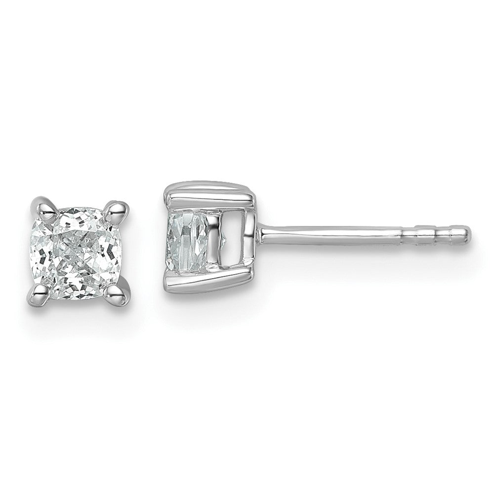 14K White Gold 3/4 Ctw Certified Lab Grown Diamond Vs+ F+ Cushion 4 Prong Heavy Wt. Stud Earrings