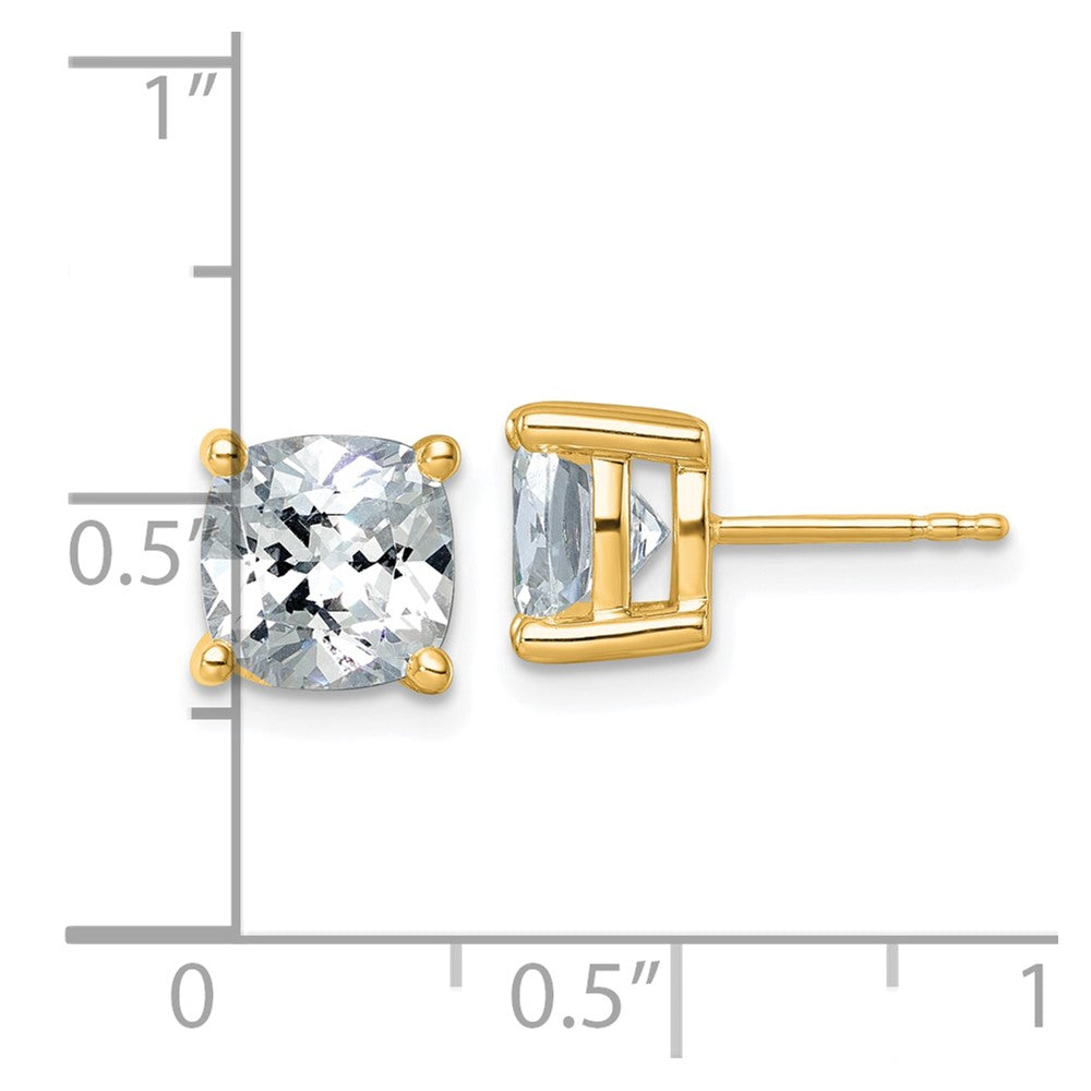 14k Yellow Gold 5 Ct. Certified Lab Grown Diamond VS/SI+ G+ Cushion Complete Solitare Stud Post Earrings