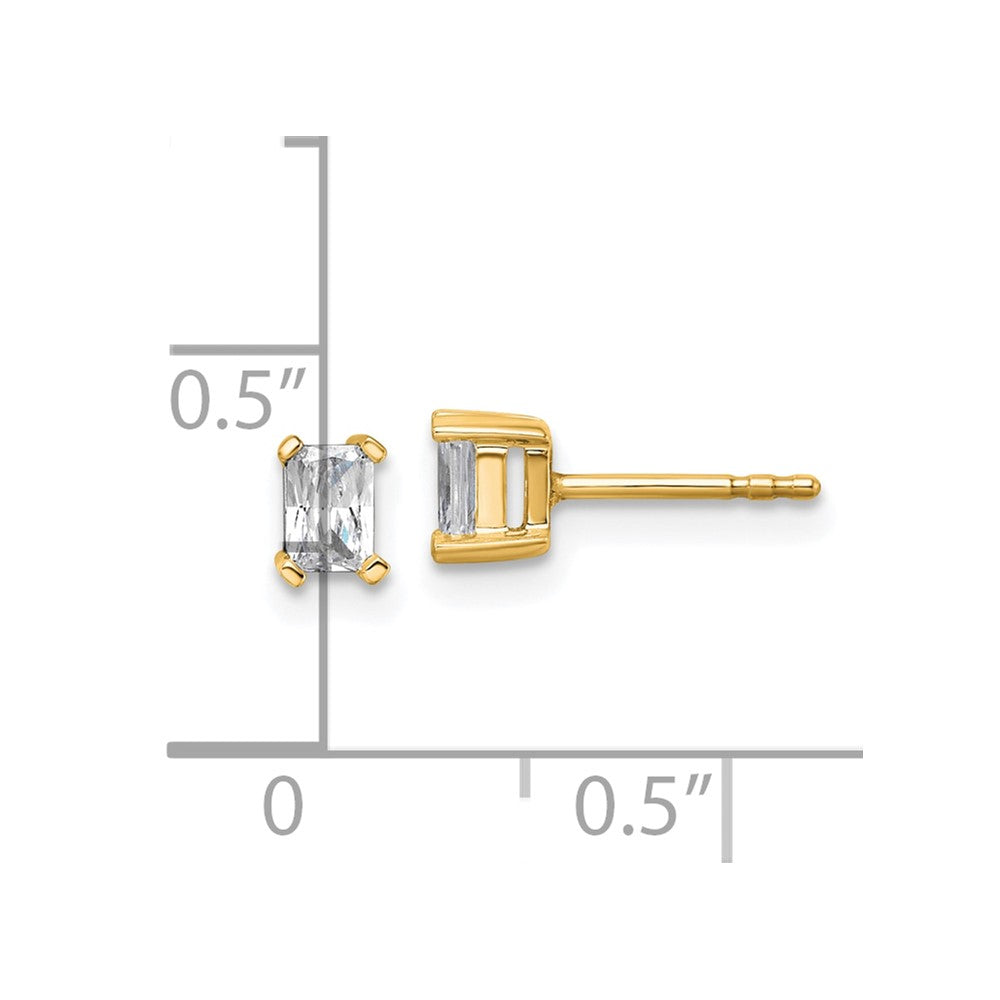 14k Yellow Gold 1/2 Ct. Lab Grown Diamond VS/SI+ G+ Radiant Complete Solitare Stud Post Earrings