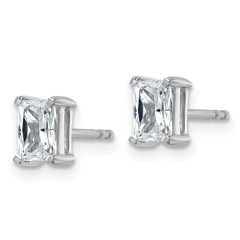 14K White Gold 1 Ctw Lab Grown Diamond Vs+ F+ Radiant 4 Prong Heavy Wt. Stud Earrings