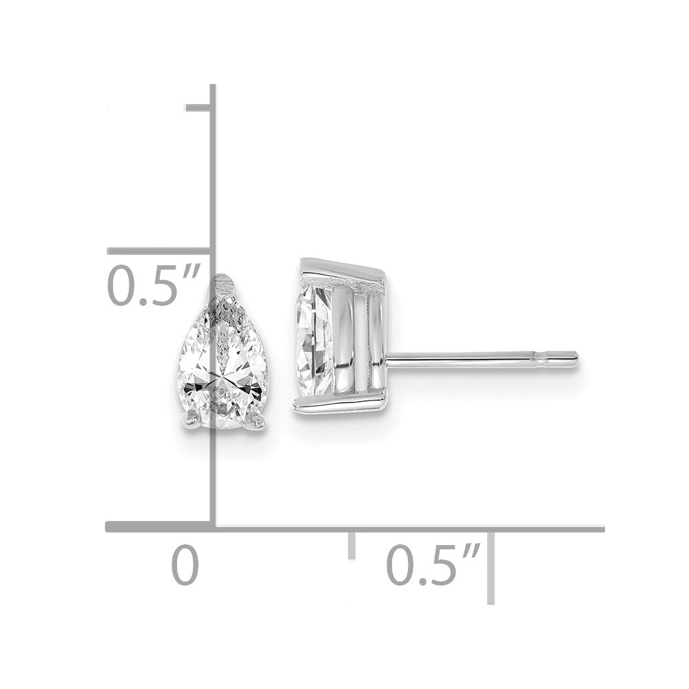 14k White Gold 3/4 ctw Lab Grown Diamond VS/SI+ G+ Pear 4 Prong Heavy Wt. Stud Earrings