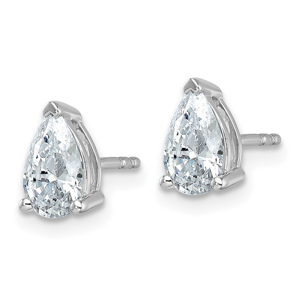 14k White Gold 1 1/2 Ct. Lab Grown Diamond VS/SI+ G+ Pear Complete Stud Post Earrings