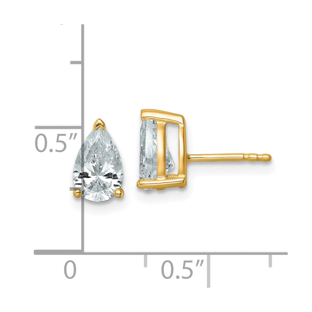 14k Yellow Gold 2 Ct. Lab Grown Diamond VS/SI+ G+ Pear Complete Stud Post Earrings