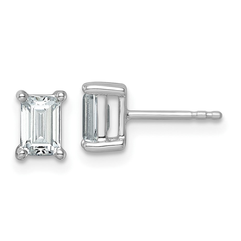14k White Gold 1 1/2 Ct. Lab Grown Diamond VS/SI+ G+ Emerald Complete Solitare Stud Post Earrings