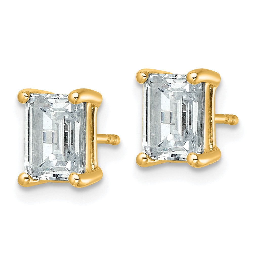 14k Yellow Gold 3 Ct. Certified Lab Grown Diamond VS/SI+ G+ Emerald Complete Solitare Stud Post Earrings