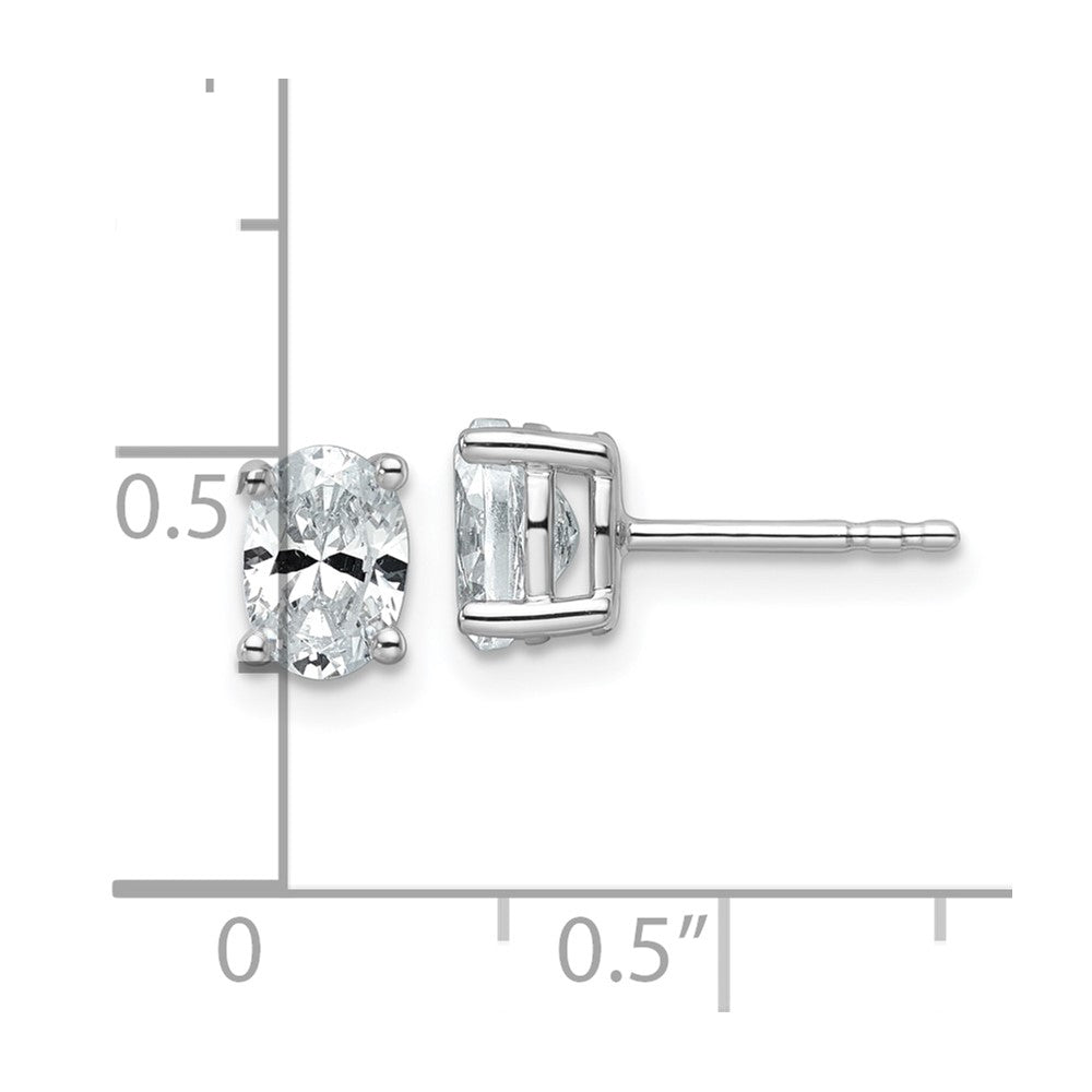 14K White Gold 1 Carat Lab Grown Diamond Vs+ F+ Complete Oval Four Prong Stud Earrings