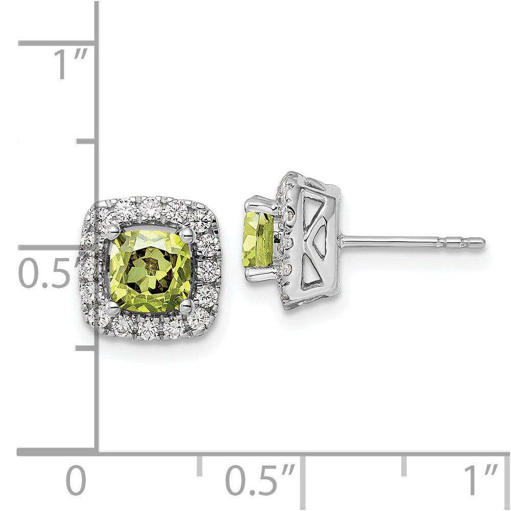 14k White Gold 3/8 Ct. Lab Grown Diamond VS/SI+ G+ August Birthstone Peridot Halo Post Earrings