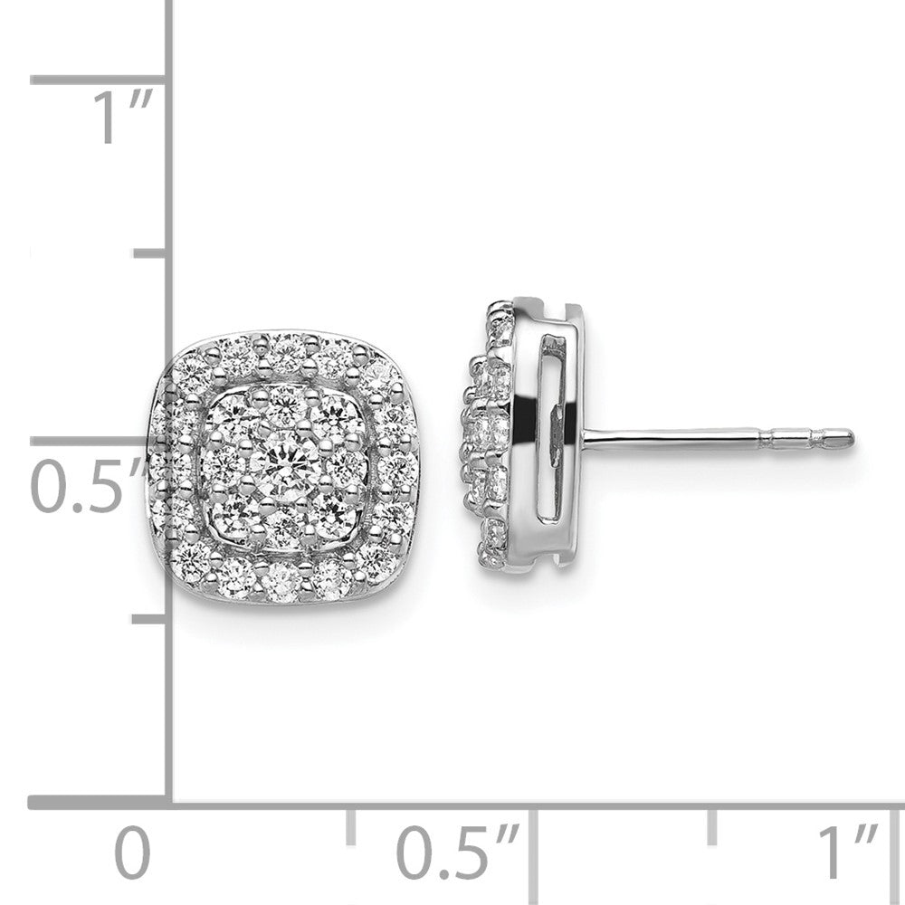 14k White Gold 7/8 Ct. Lab Grown Diamond VS/SI+ G+ Complete Square Halo Post Earrings