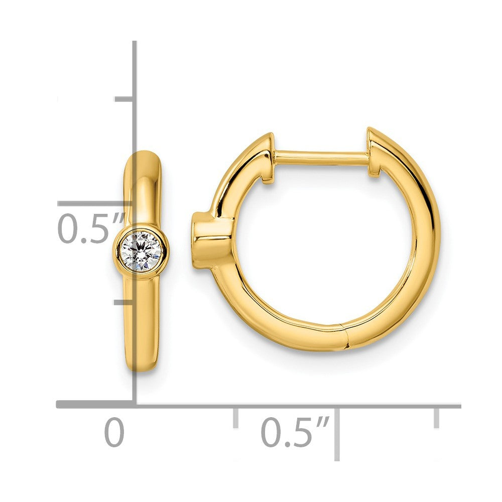 14K Yellow Gold True Origin 1/8 Carat Lab Grown Diamond Vs Def Hinged Hoop Earrings