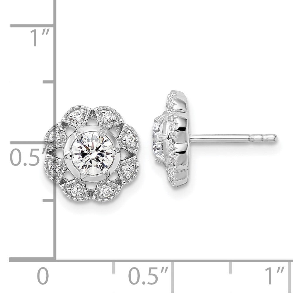 14K White Gold True Origin 3/4 Carat Lab Grown Diamond Vs Def Floral Post Earrings