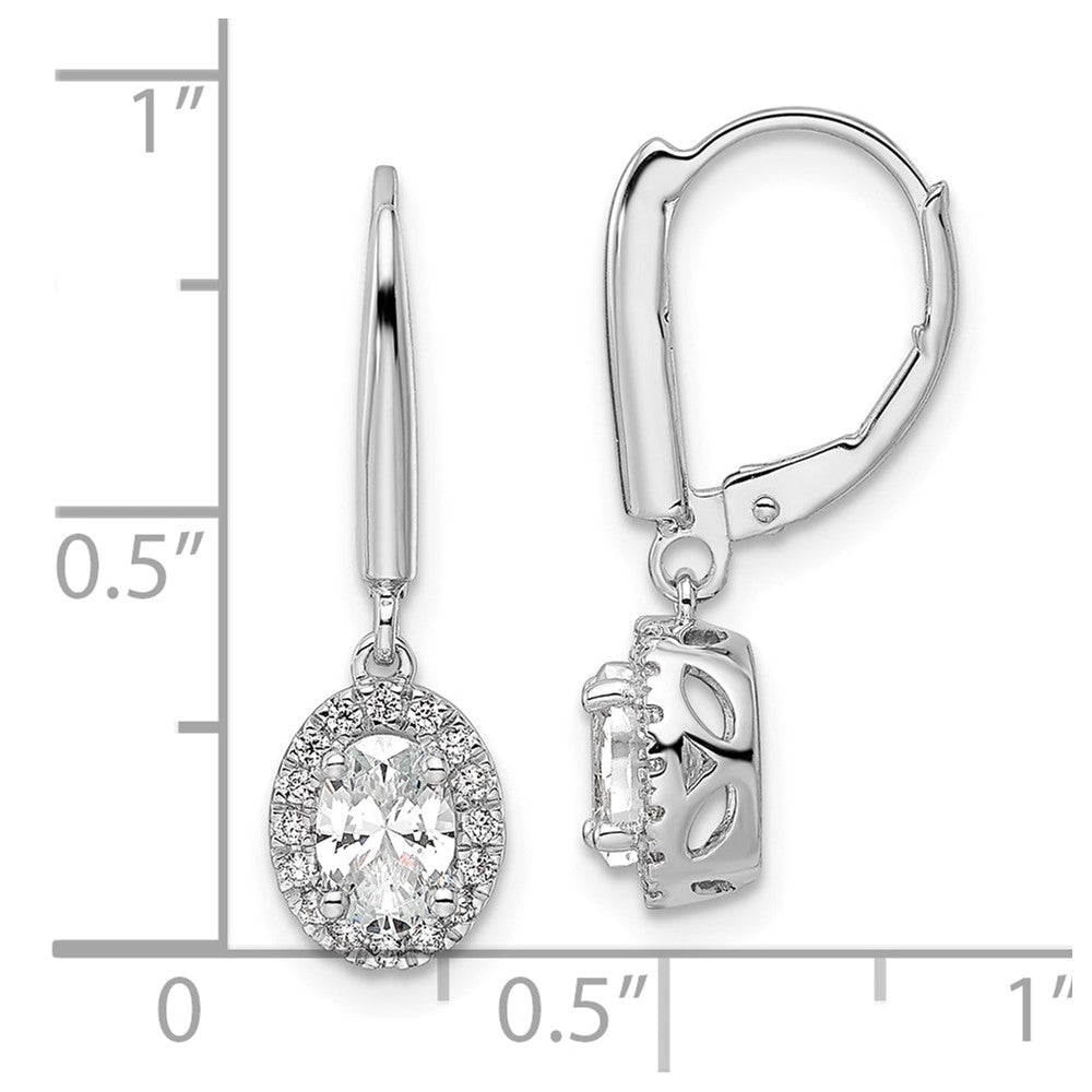14k White Gold 1 1/5 Ct. Lab Grown Diamond VS/SI+ G+ Oval Drop Leverback Earrings