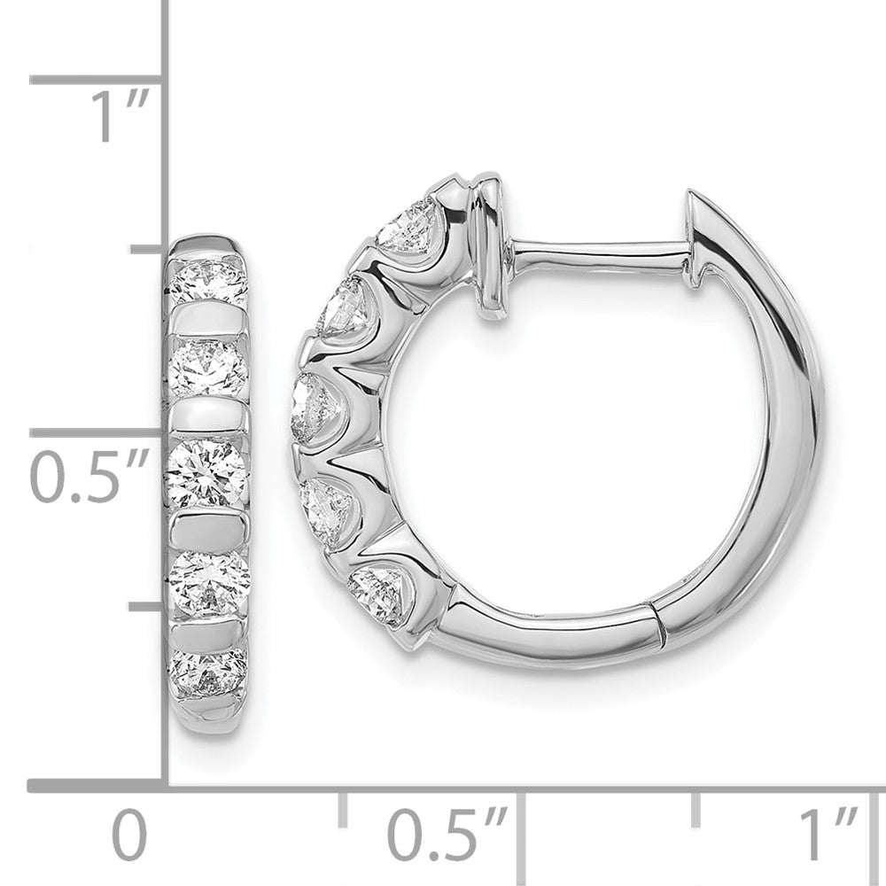 14k White Gold 1 1/3 Ct. Lab Grown Diamond VS/SI+ G+ Complete Bar Set Hinged Hoop Earrings